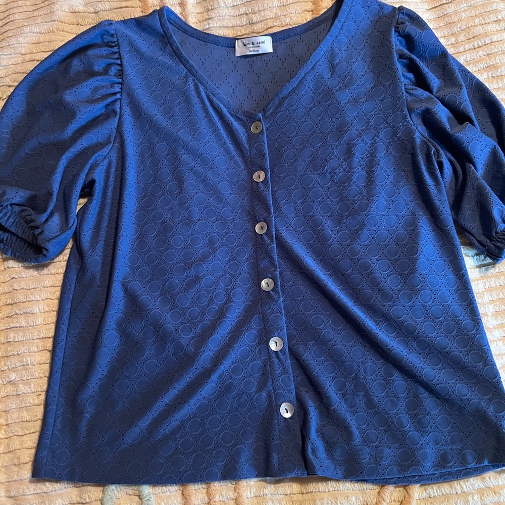 Kim & Cami Navy Button-Down Shirt